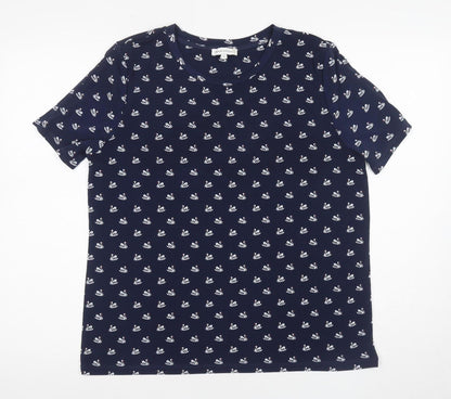 Womens UK Size 14 Warehouse Blue Basic T-Shirt