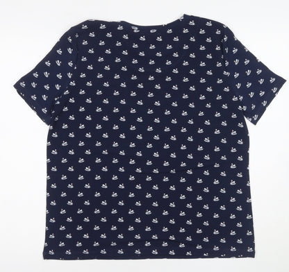 Womens UK Size 14 Warehouse Blue Basic T-Shirt
