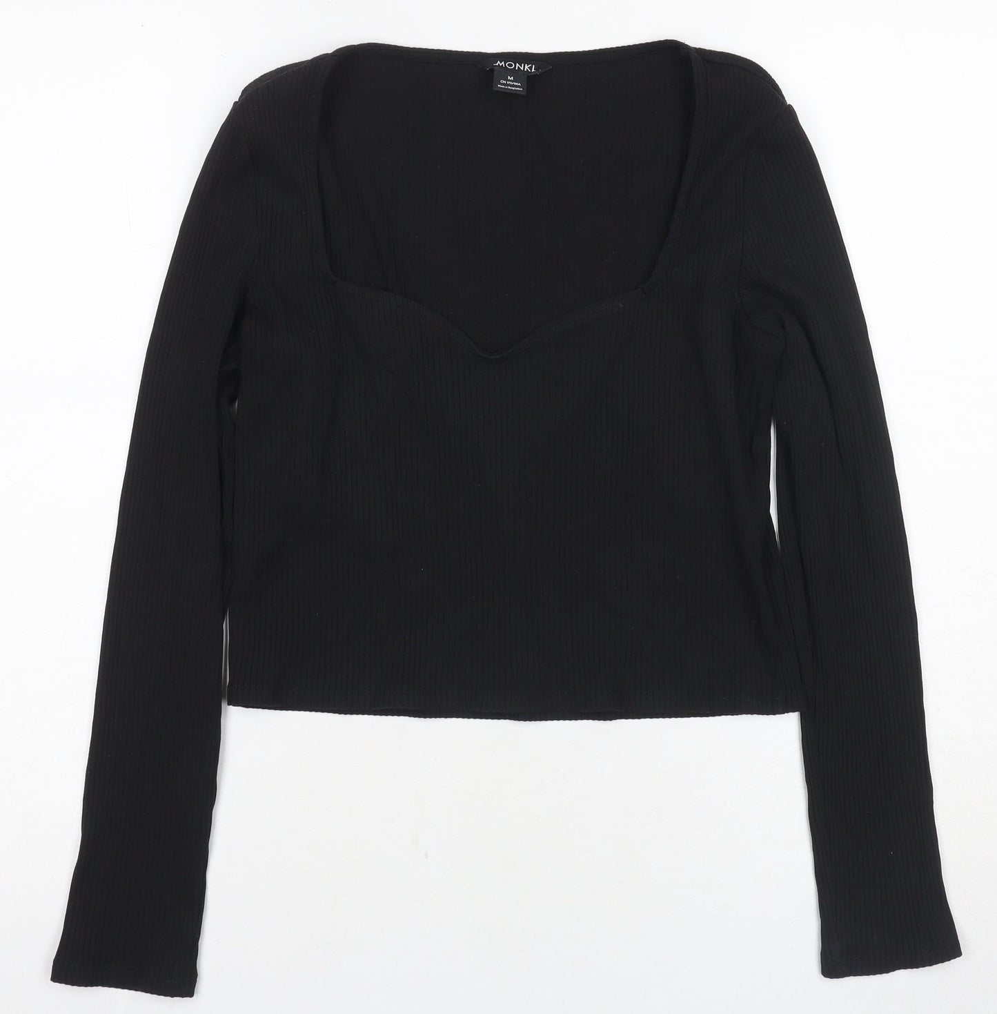 Womens UK Size M Monki Black Cropped Blouse