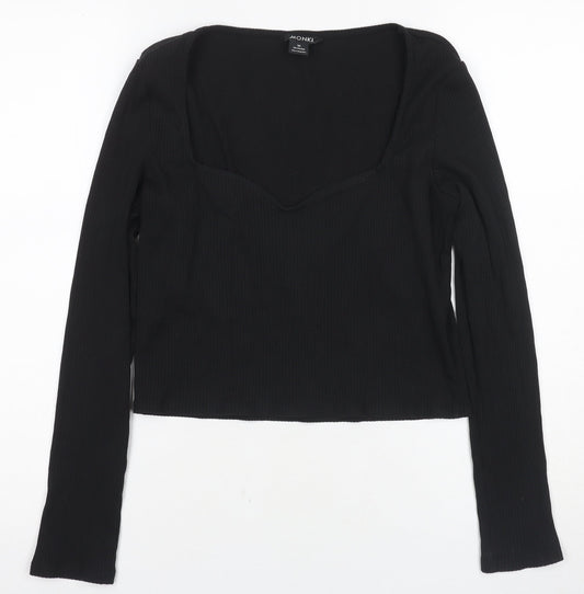 Womens UK Size M Monki Black Cropped Blouse