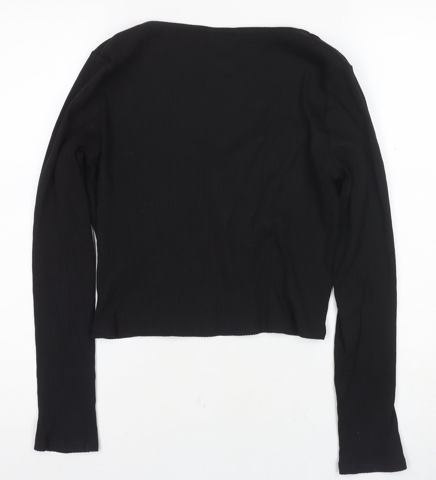 Womens UK Size M Monki Black Cropped Blouse