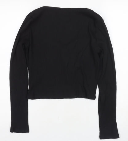 Womens UK Size M Monki Black Cropped Blouse