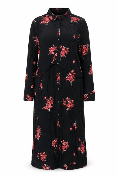 Mango Women's Black Floral Shirt Dress, Size 2