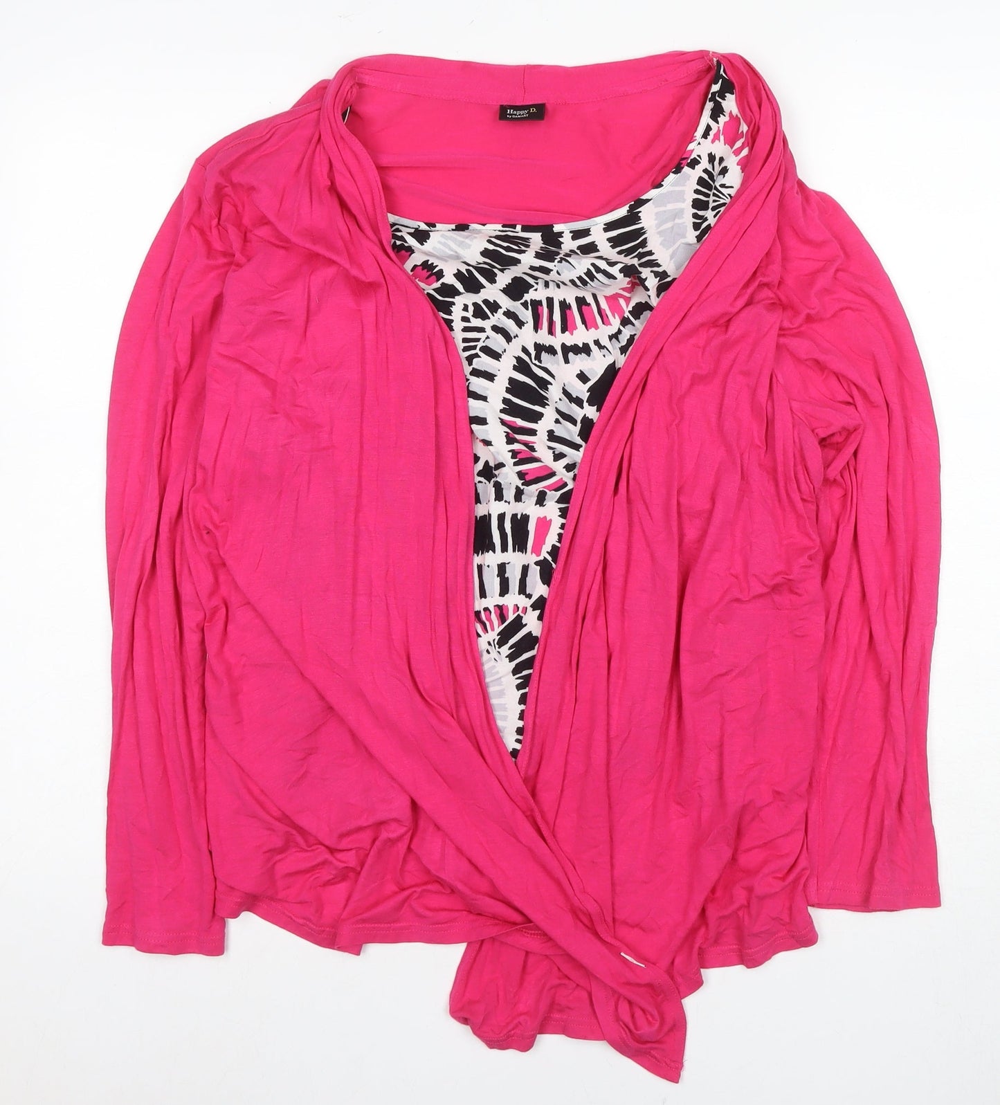 Happy D Women's Pink XL Wrap Top Long Sleeve