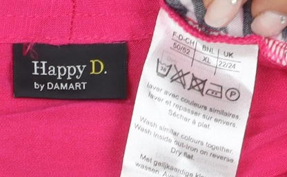 Happy D Women's Pink XL Wrap Top Long Sleeve