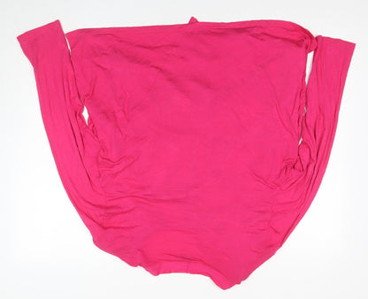 Happy D Women's Pink XL Wrap Top Long Sleeve