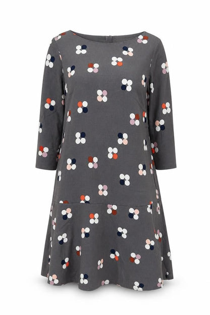 White Stuff Women's Grey Floral A-Line Dress, Size 14
