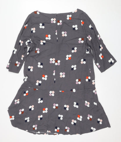 White Stuff Women's Grey Floral A-Line Dress, Size 14