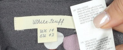 White Stuff Women's Grey Floral A-Line Dress, Size 14