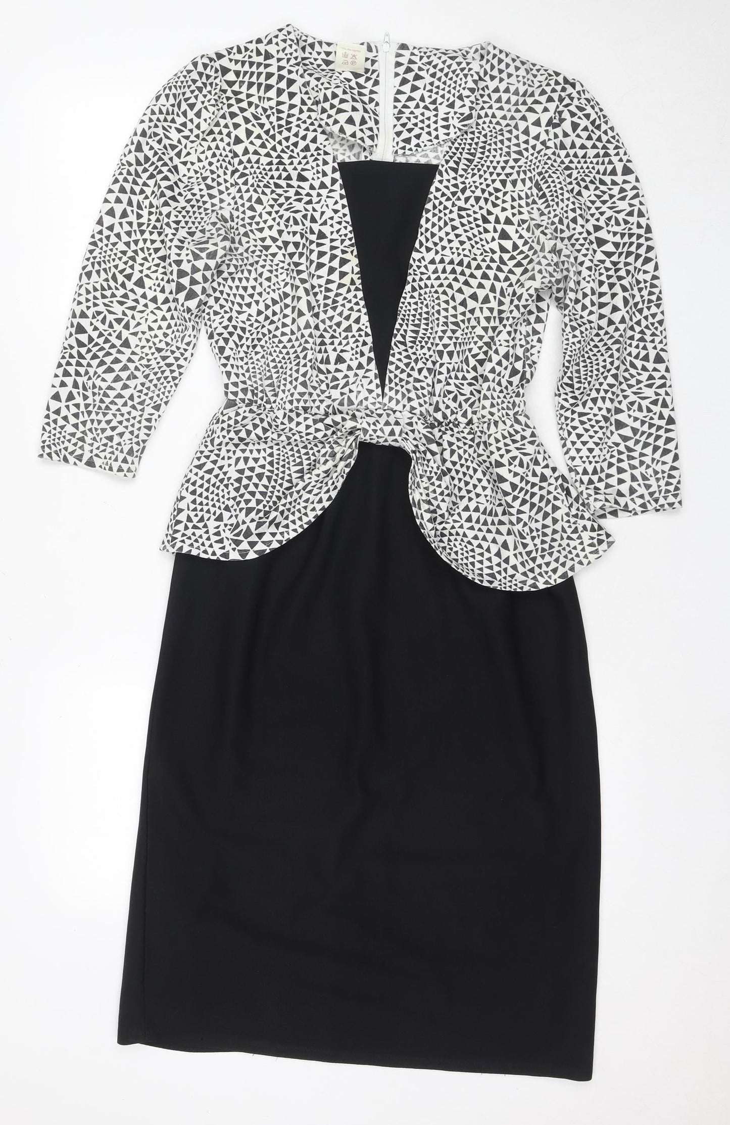 Eurofashion Women's Black White Geometric Sheath Dress Size 10