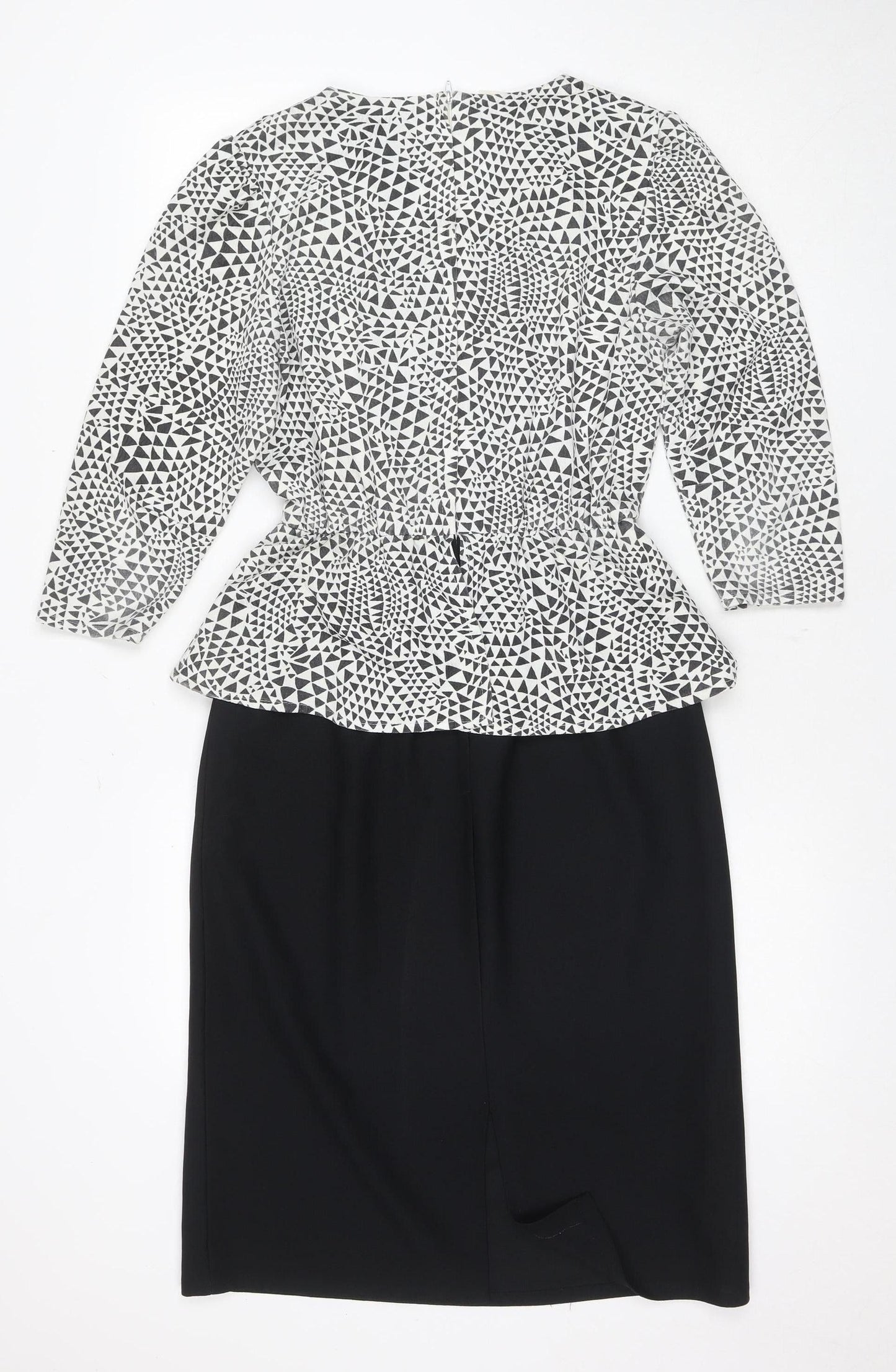 Eurofashion Women's Black White Geometric Sheath Dress Size 10