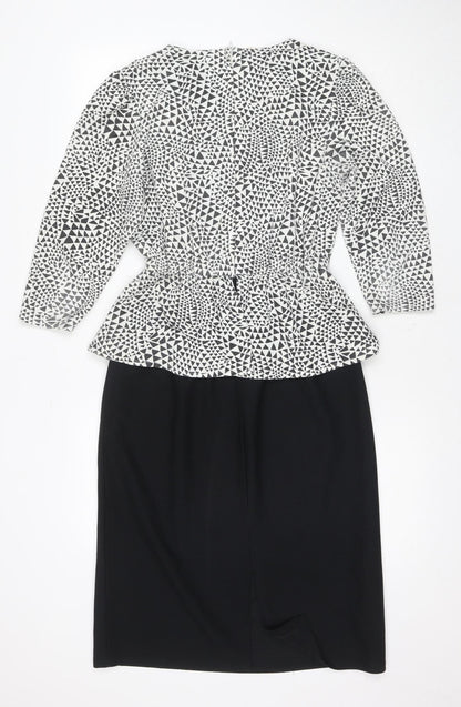 Eurofashion Women's Black White Geometric Sheath Dress Size 10