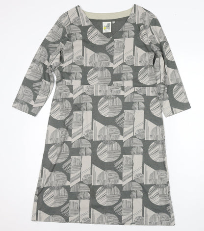 Weird Fish Women’s Grey Geometric Shift Dress Size 12