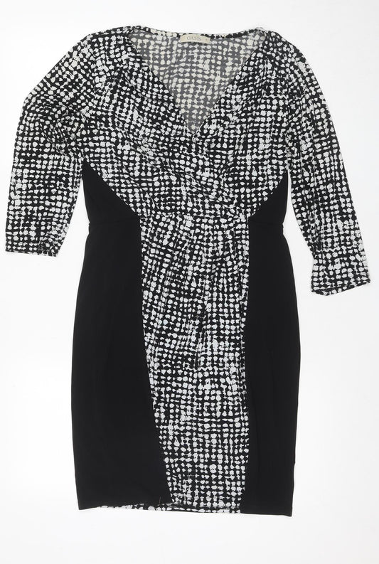 Oasis Women's Black Bodycon Dress, M, Geometric Party