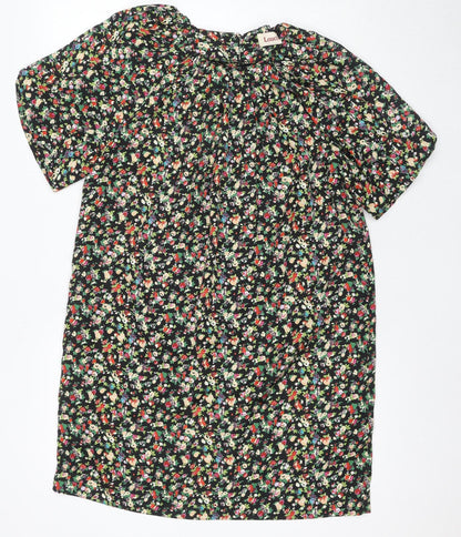 Lounge Women's Black Floral Blouse Short Sleeve Size 8