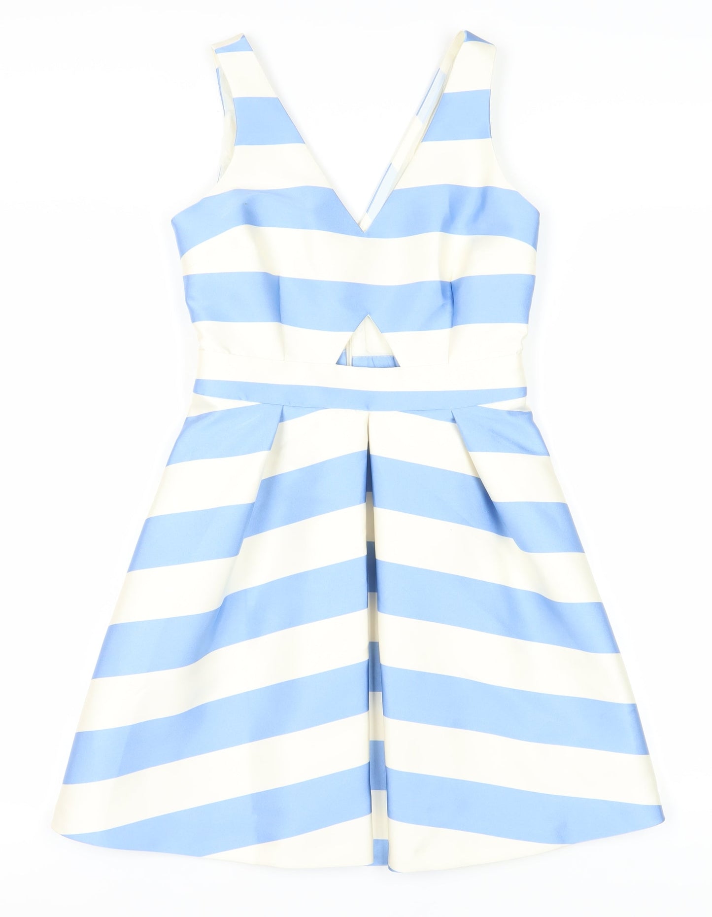 Topshop Women's Blue Striped Fit & Flare Dress