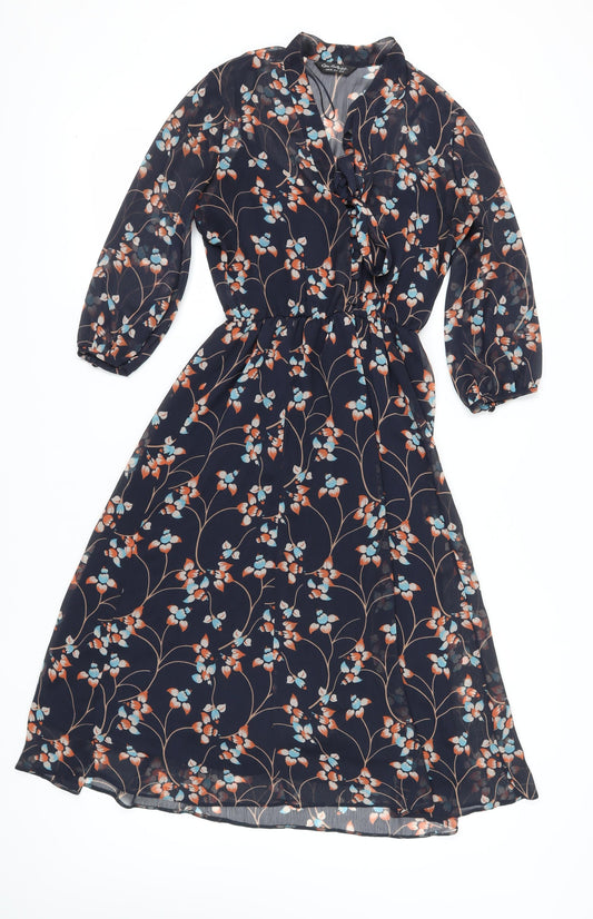 Miss Selfridge Women's Floral V-Neck Midi Dress Size 10