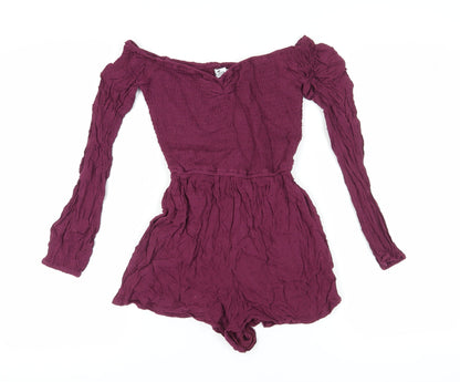Hollister Women's Purple Playsuit S V-Neck Long Sleeve Casual