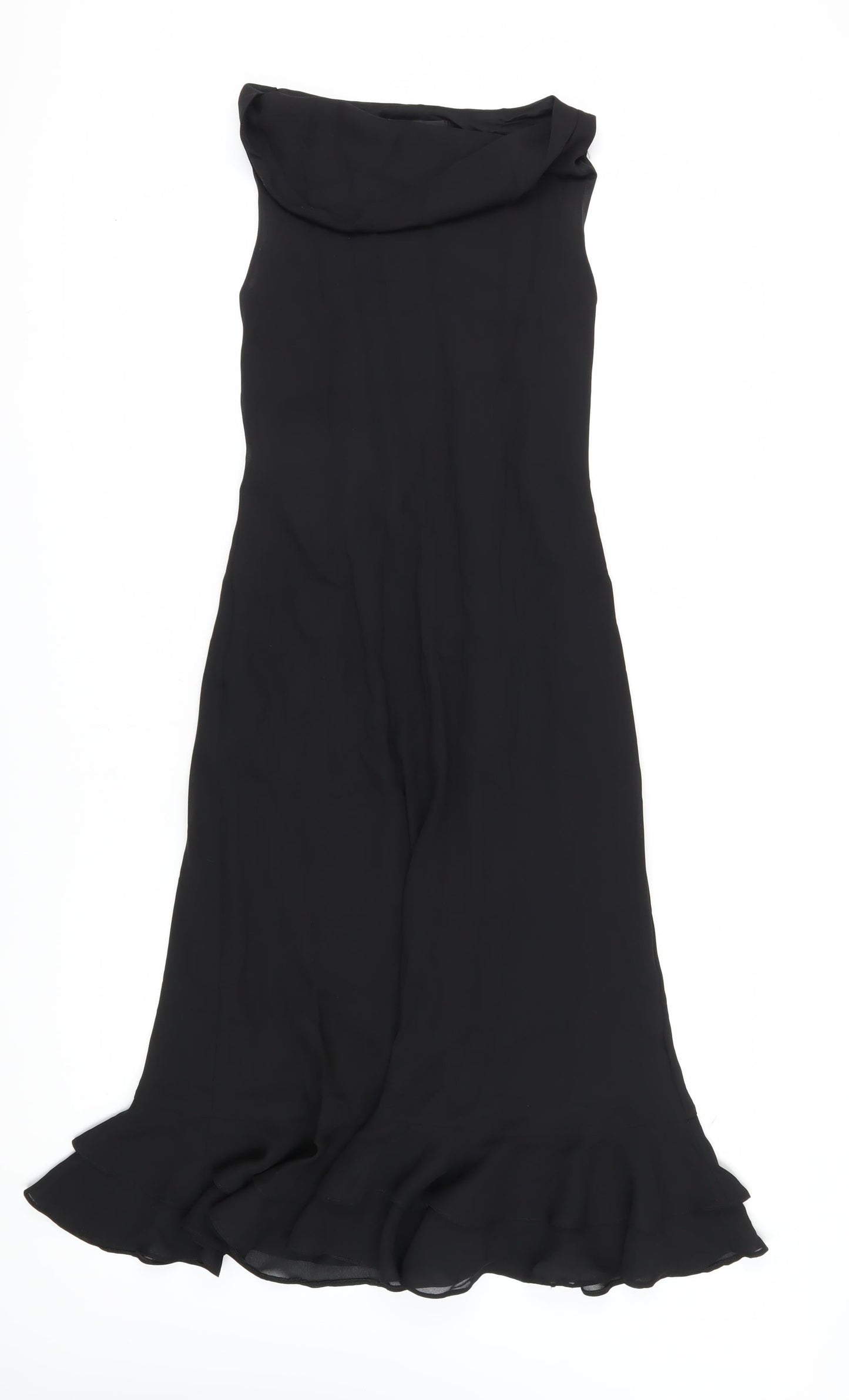 BHS Women's Black Midi Sheath Dress Size 12 Chiffon