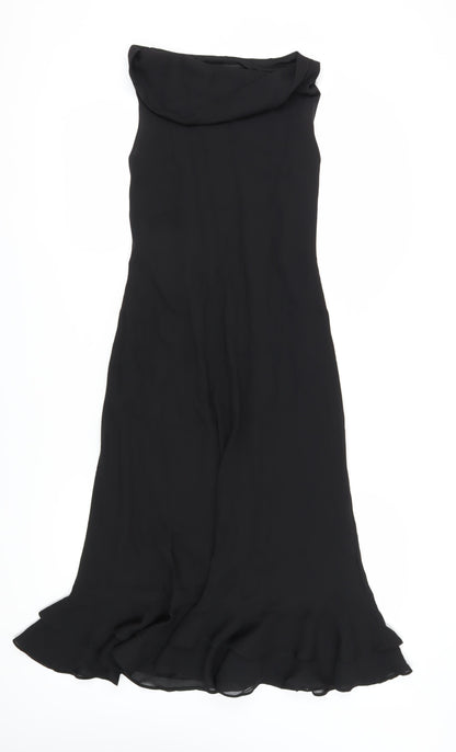 BHS Women's Black Midi Sheath Dress Size 12 Chiffon