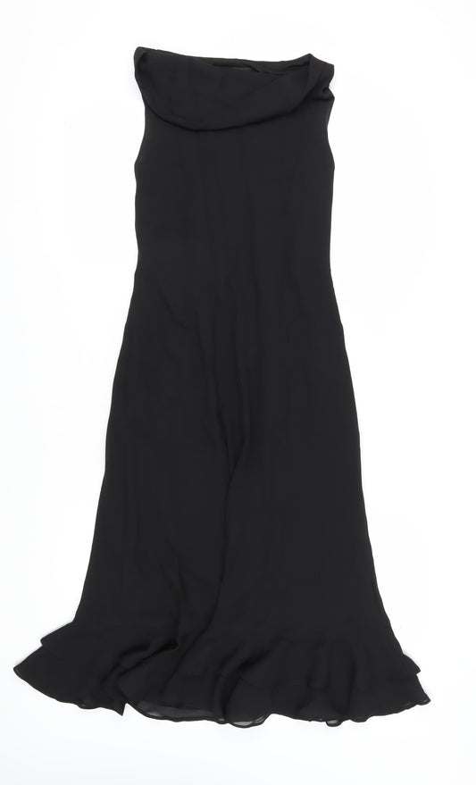 BHS Women's Black Midi Sheath Dress Size 12 Chiffon
