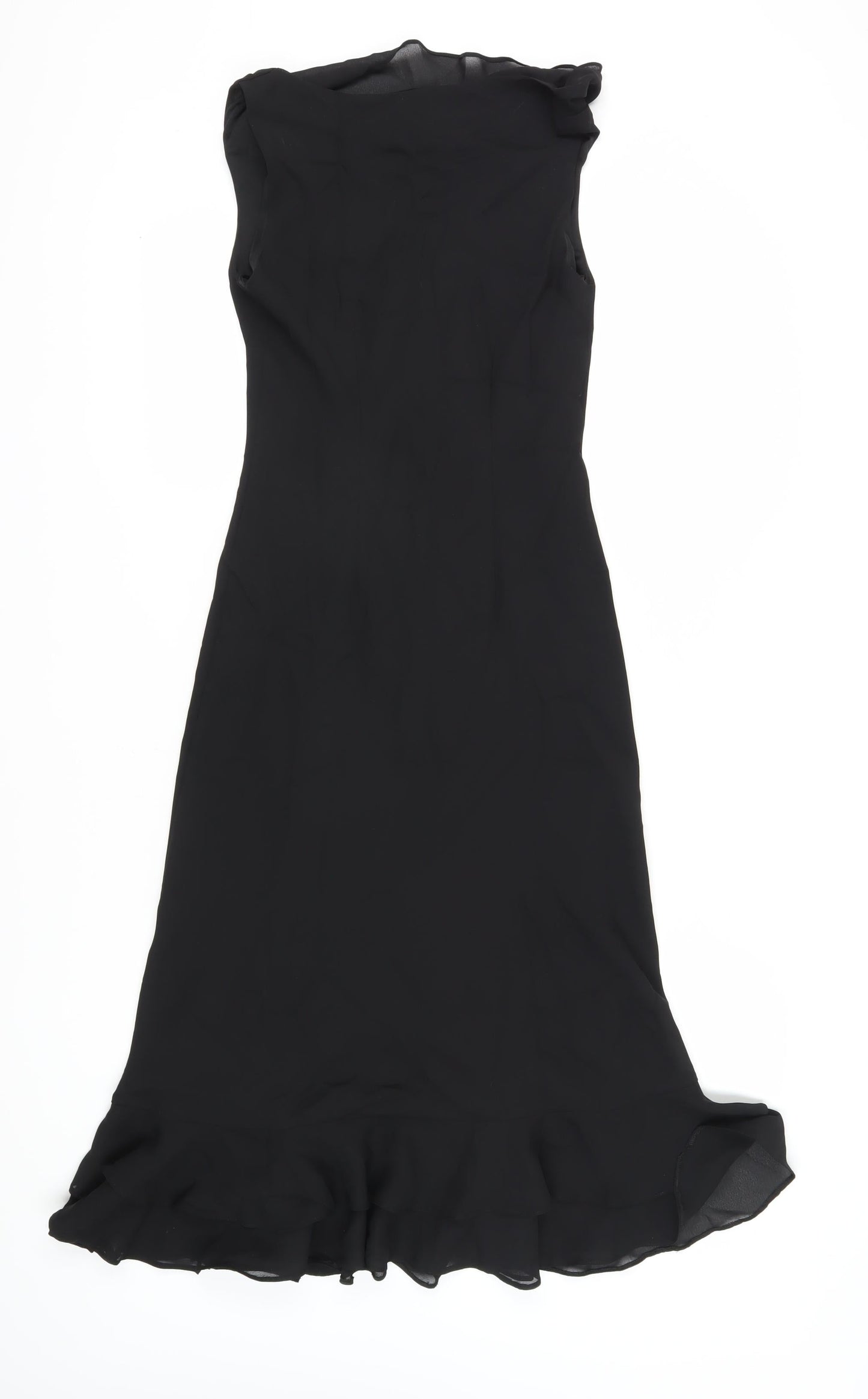 BHS Women's Black Midi Sheath Dress Size 12 Chiffon