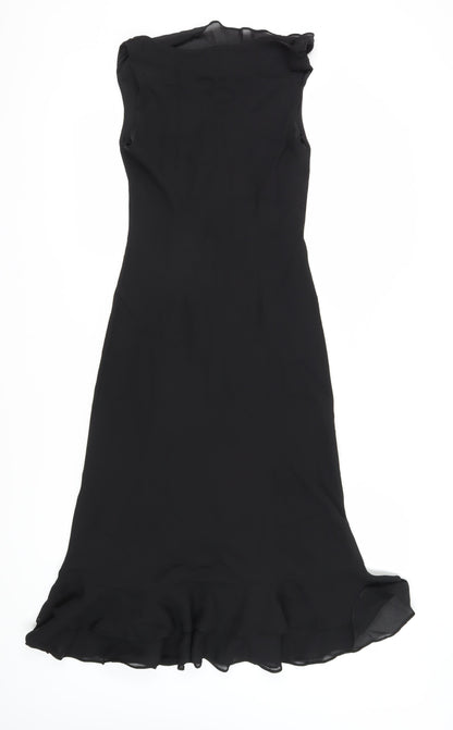 BHS Women's Black Midi Sheath Dress Size 12 Chiffon