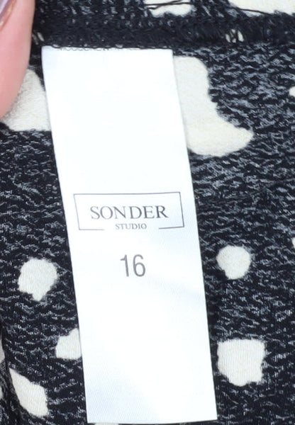 Womens UK Size 16 Sonder Studio Black Basic Blouse