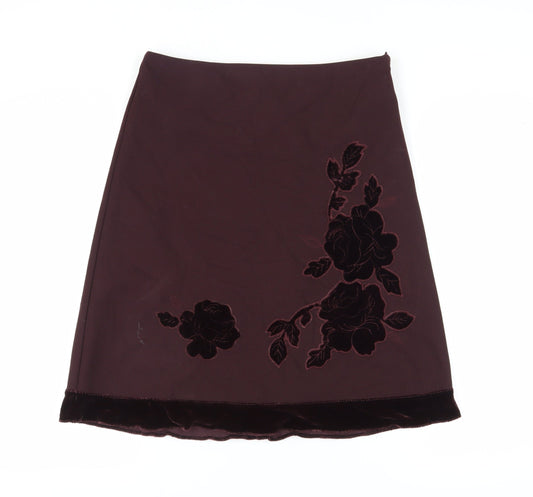 Marks and Spencer Women's Purple Floral Embroidered Skirt