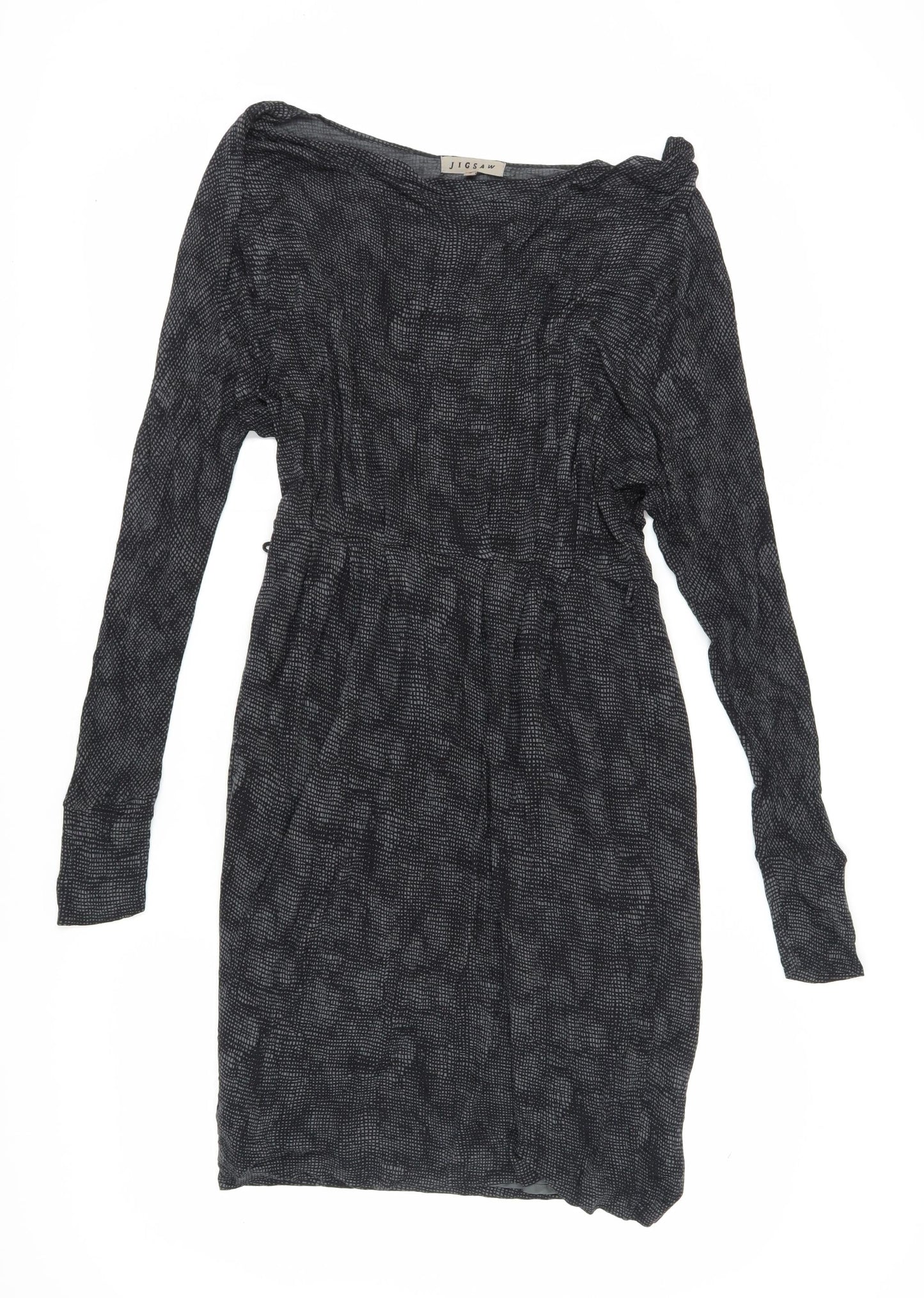 Jigsaw Women's Black S Geometric Long Sleeve Dress