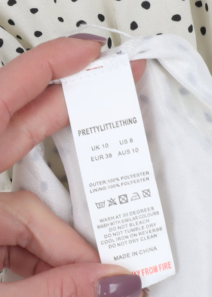 PrettyLittleThing Women Ivory Polka Dot Shift Dress