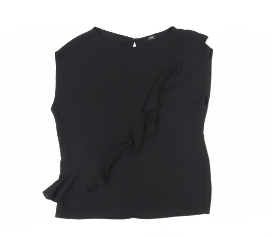 Wallis Women’s Black Sleeveless Ringer Blouse Size 12