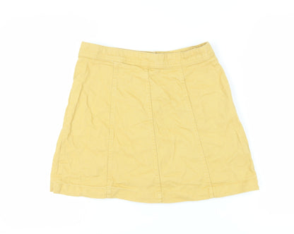 H&M Divided Women's Yellow A-Line Button Skirt Size 12