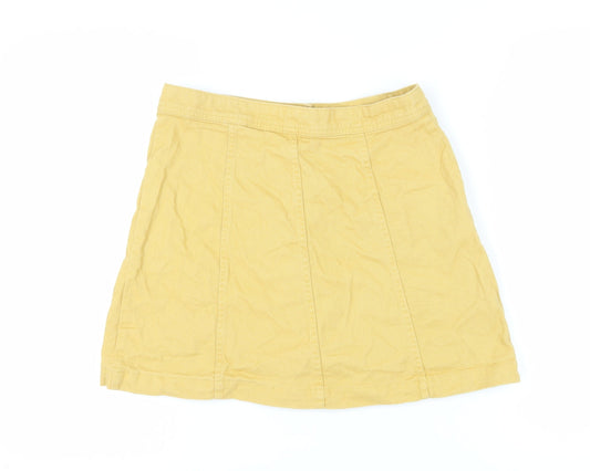 H&M Divided Women's Yellow A-Line Button Skirt Size 12