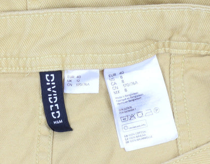 H&M Divided Women's Yellow A-Line Button Skirt Size 12