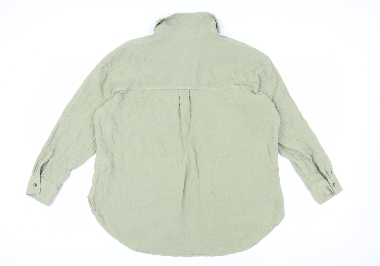 H&M Women's Green XL Button-Up Long Sleeve Shirt