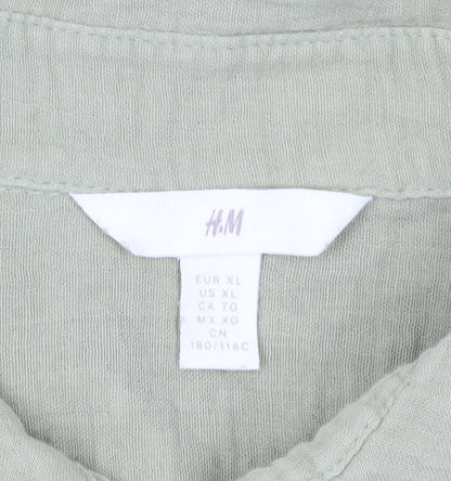 H&M Women's Green XL Button-Up Long Sleeve Shirt