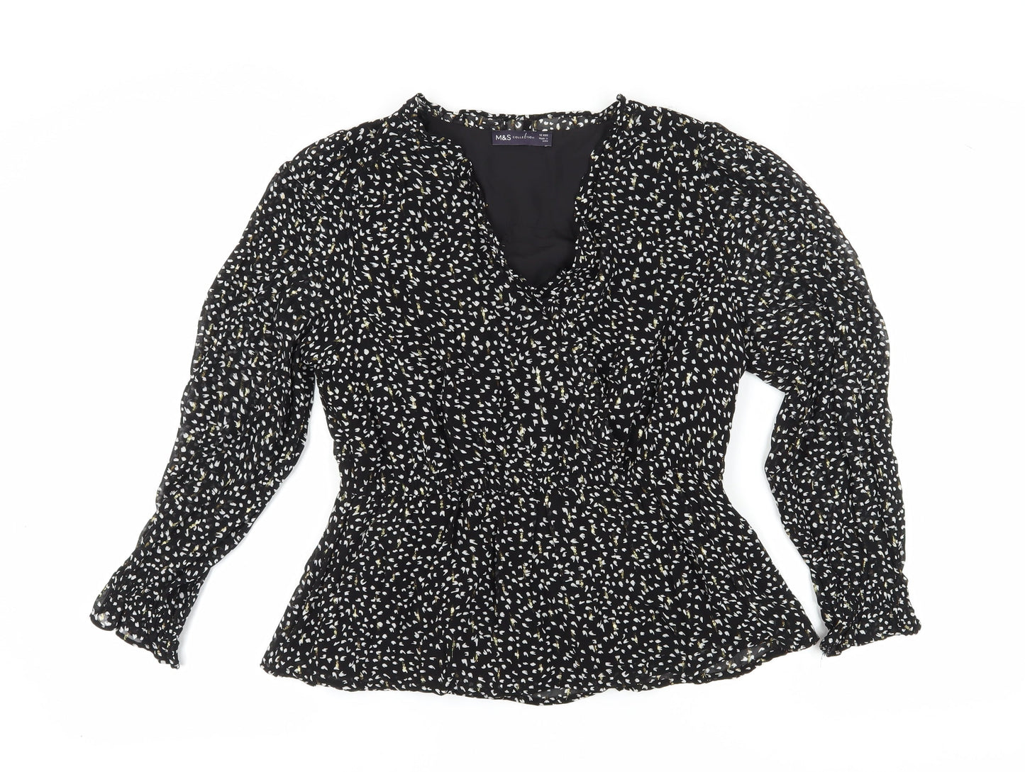 Womens UK Size 12 Marks and Spencer Black Basic Blouse