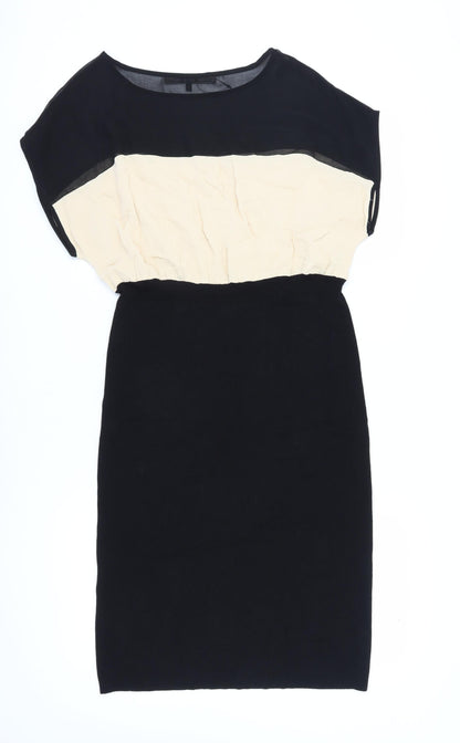Next Women's Black Beige Pencil Dress, Size 18 Tall