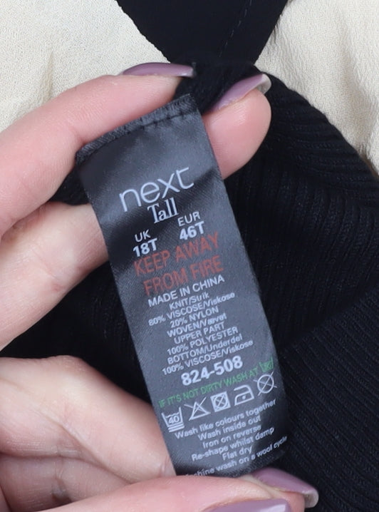 Next Women's Black Beige Pencil Dress, Size 18 Tall