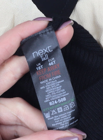 Next Women's Black Beige Pencil Dress, Size 18 Tall