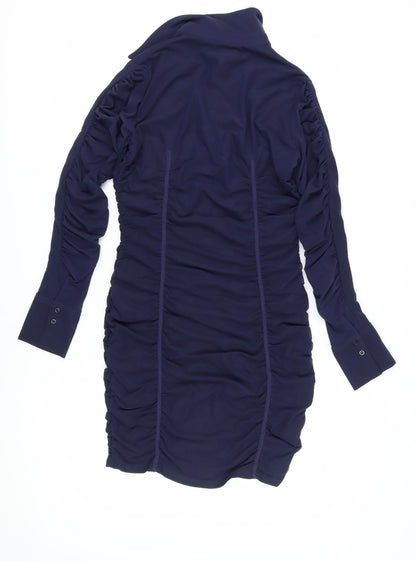 Zara Women's Blue XL Knee-Length Shirt Dress