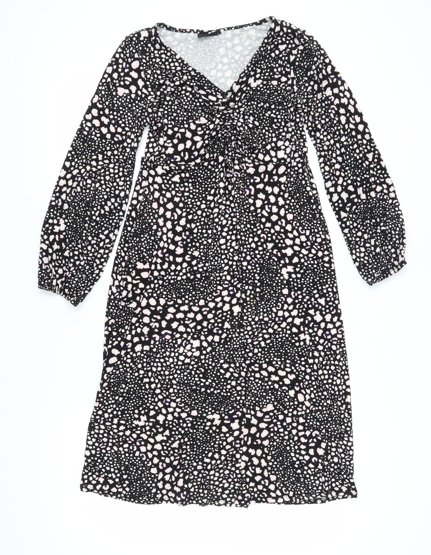 Wallis Women Black Animal Print Long Sleeve Dress