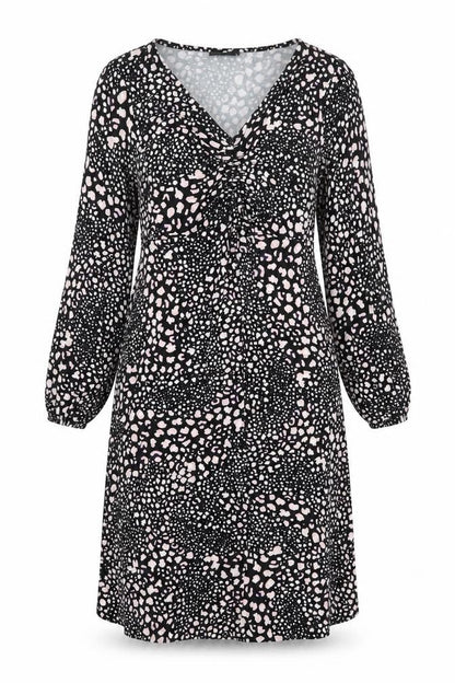 Wallis Women Black Animal Print Long Sleeve Dress