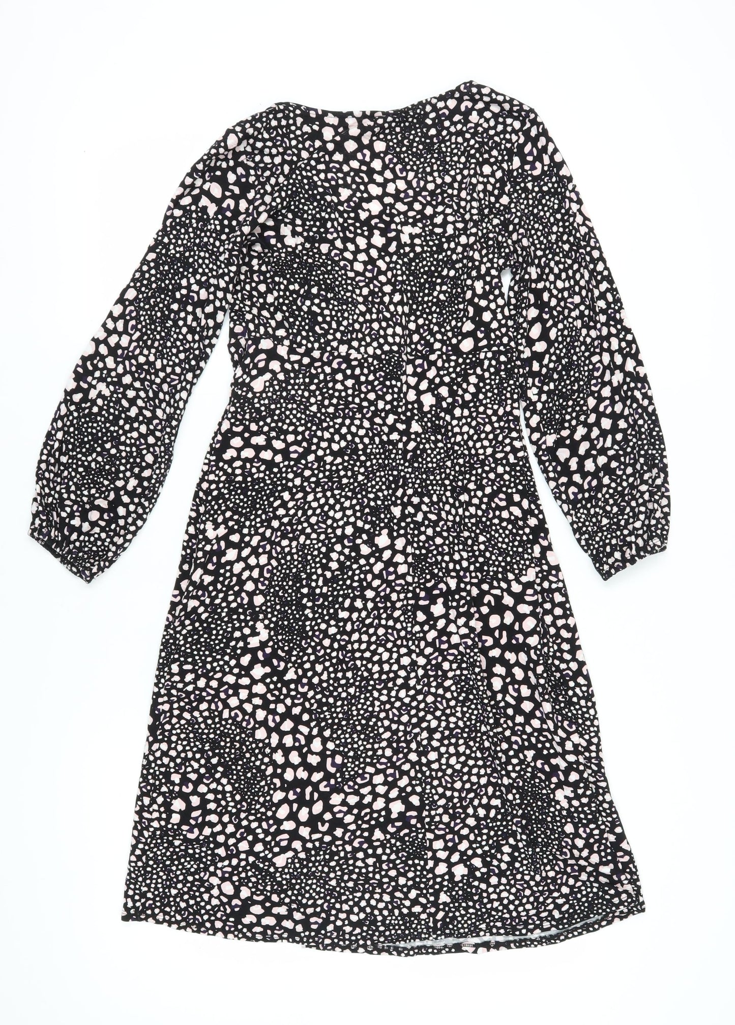 Wallis Women Black Animal Print Long Sleeve Dress