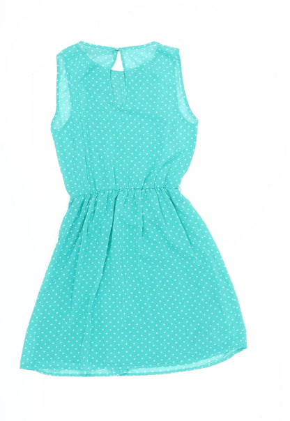 Zara Womens Blue Polka Dot Shift Dress S