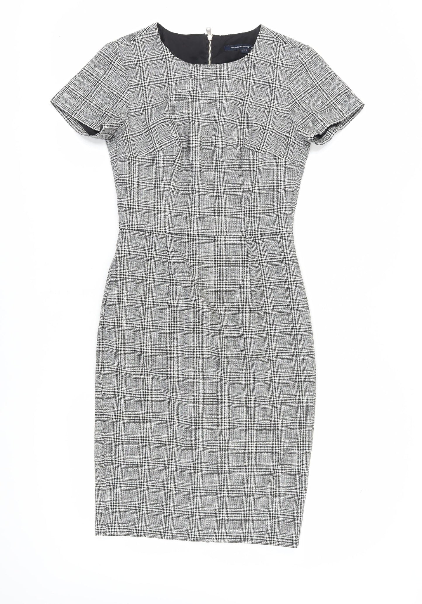 French Connection Women's Grey Sheath Check Dress Size 6