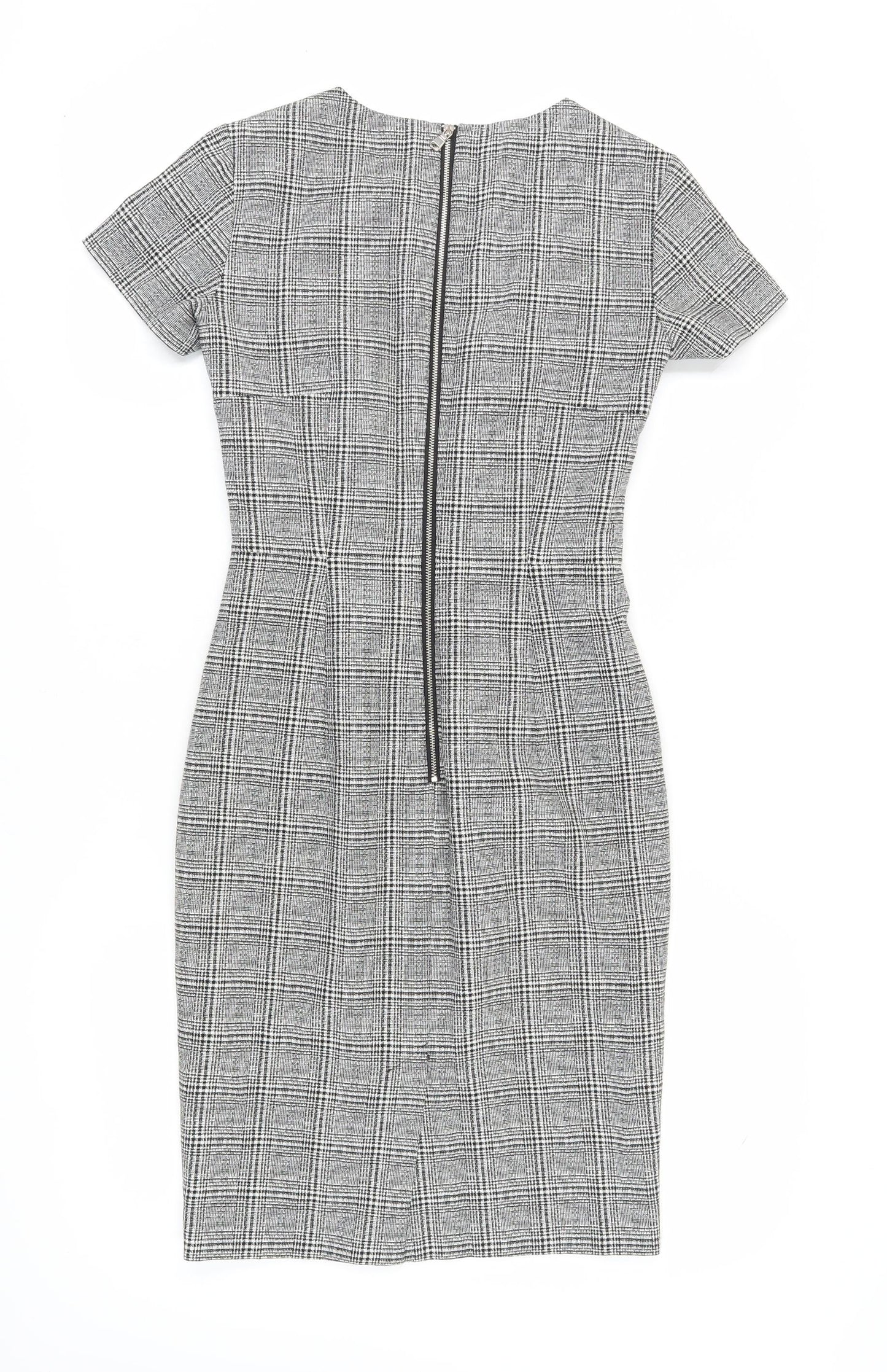 French Connection Women's Grey Sheath Check Dress Size 6