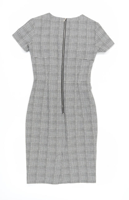 French Connection Women's Grey Sheath Check Dress Size 6
