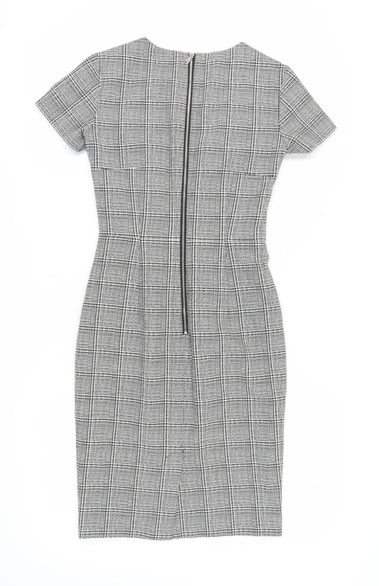 French Connection Women's Grey Sheath Check Dress Size 6